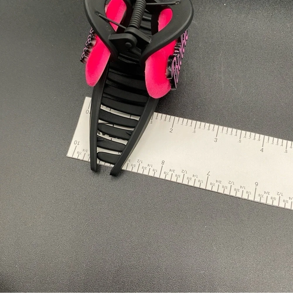 Barbie Black Matte and Hot Pink 5in Hair Claw Clip- NWOT